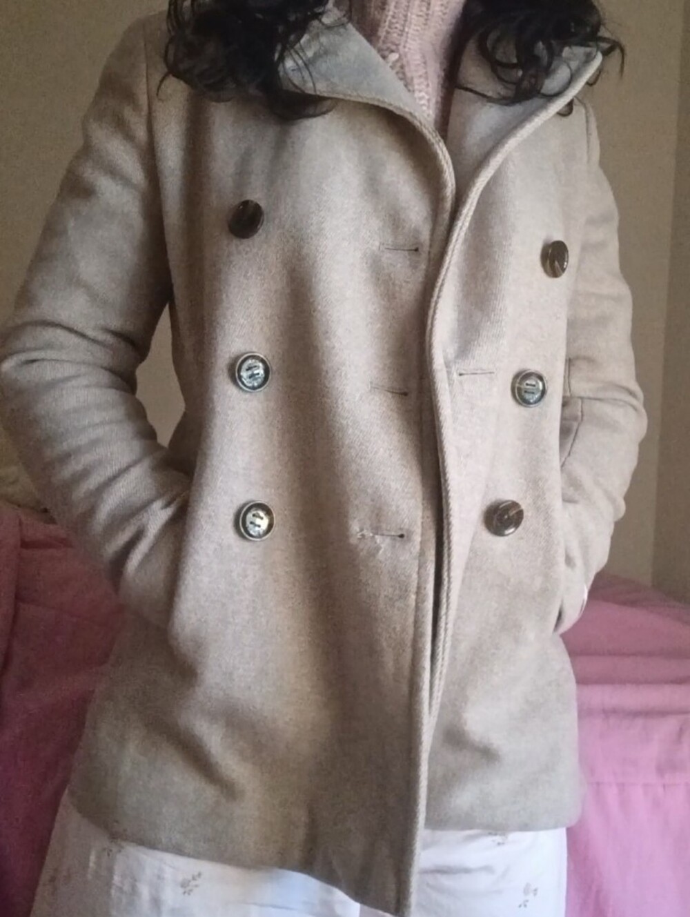Calvin Klein Wool Shell Tan Overcoat